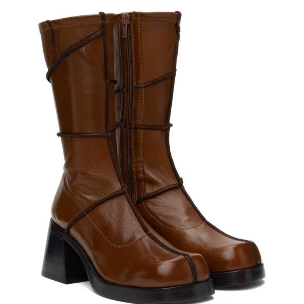 MIISTA - Brown Leather Boots (Brand New) - Size 37